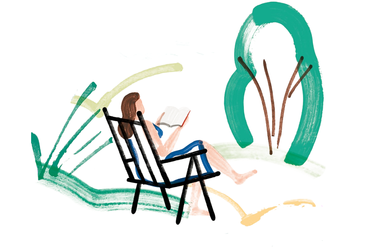 Illustration of woman sitting and reading